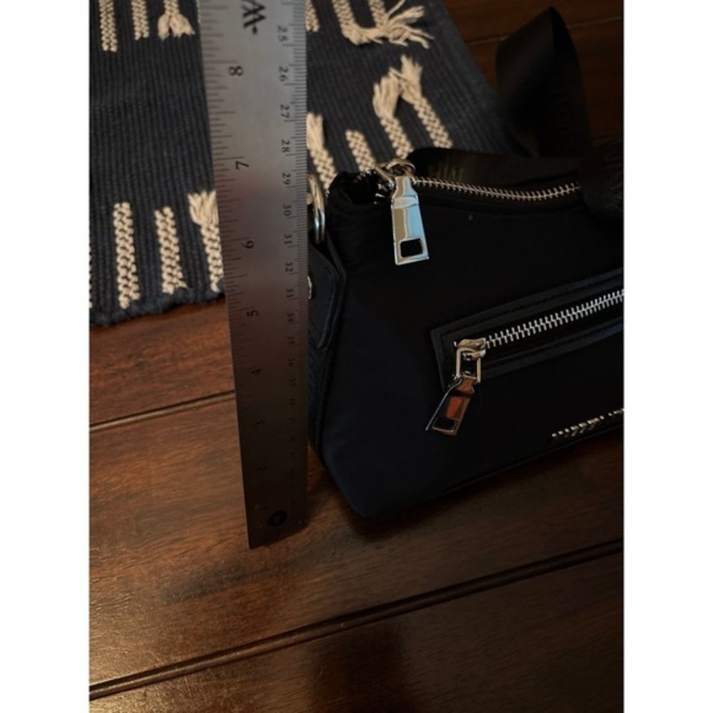 Madden NYC Black Nylon Crossbody Bag Wide Logo Strap Small Shoulder Bag - Picture 7 of 8
